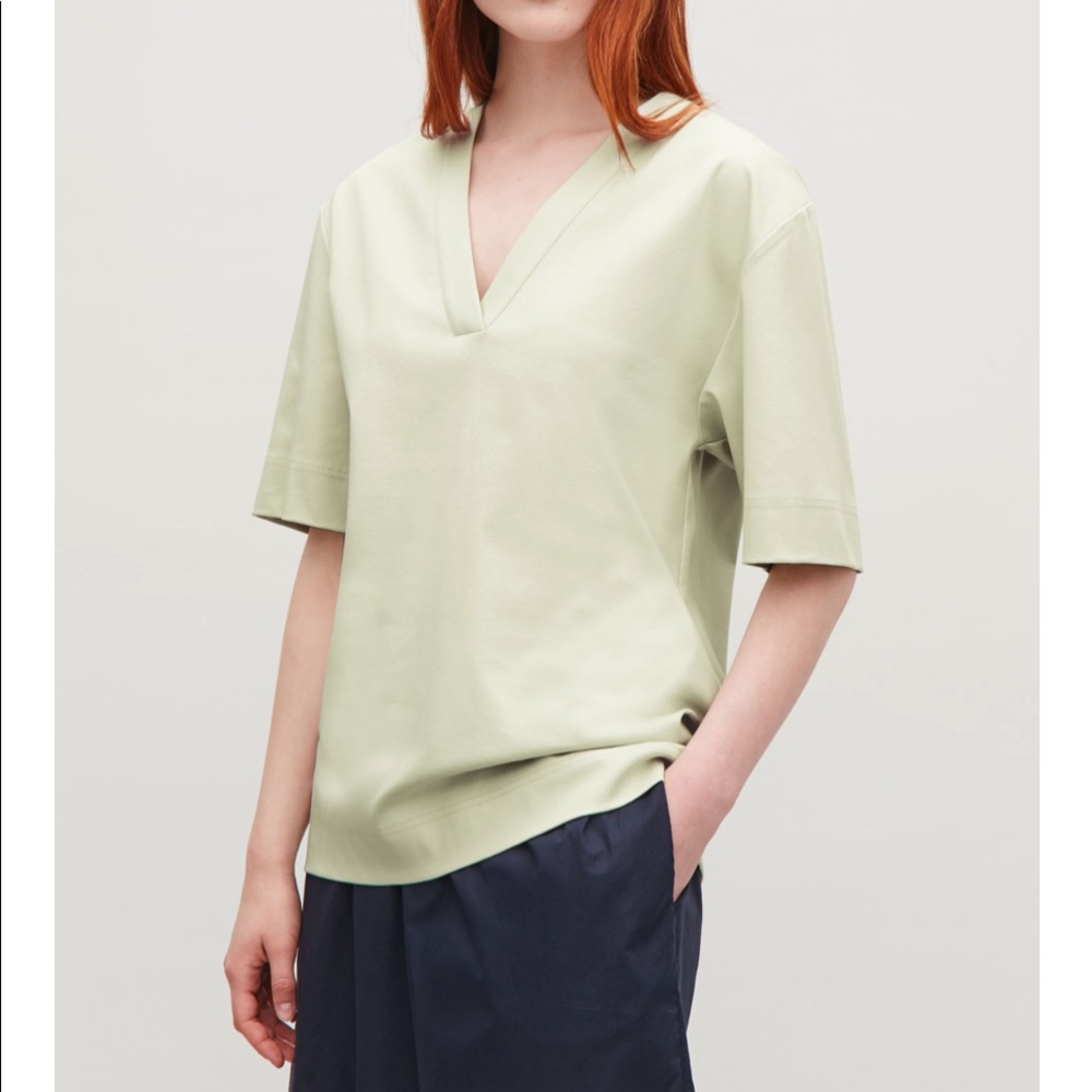 Cos SLIT-NECK JERSEY TOP